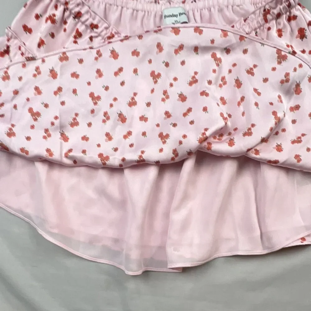 Aritzia Sunday Best Pink Red Floral Tutu Skirt Ruffle XS NWT $78